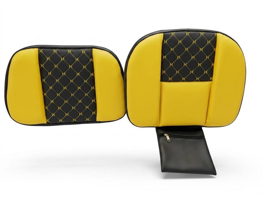 Yellow and black tractor seat cover